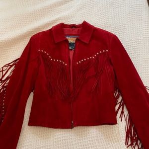 Genuine leather suede jacket with fringe